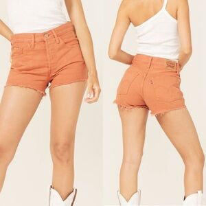 Levi's® Premium 501® High Rise Women’s Colored Denim Shorts in Leaf Orange Sz 26